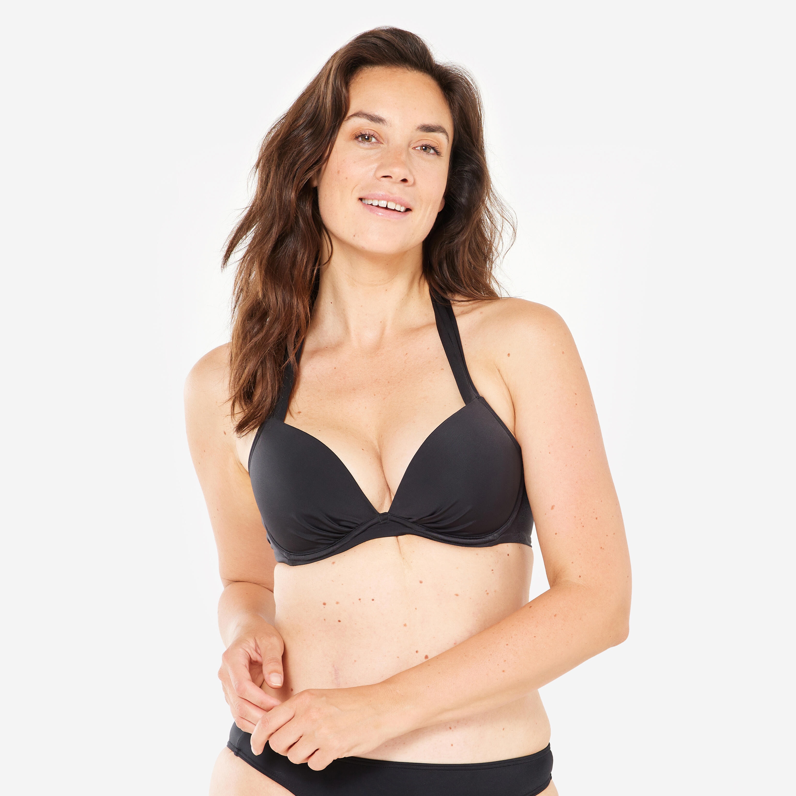 Haut de maillot de bain femme push up avec coques fixes elena noir - Image 1