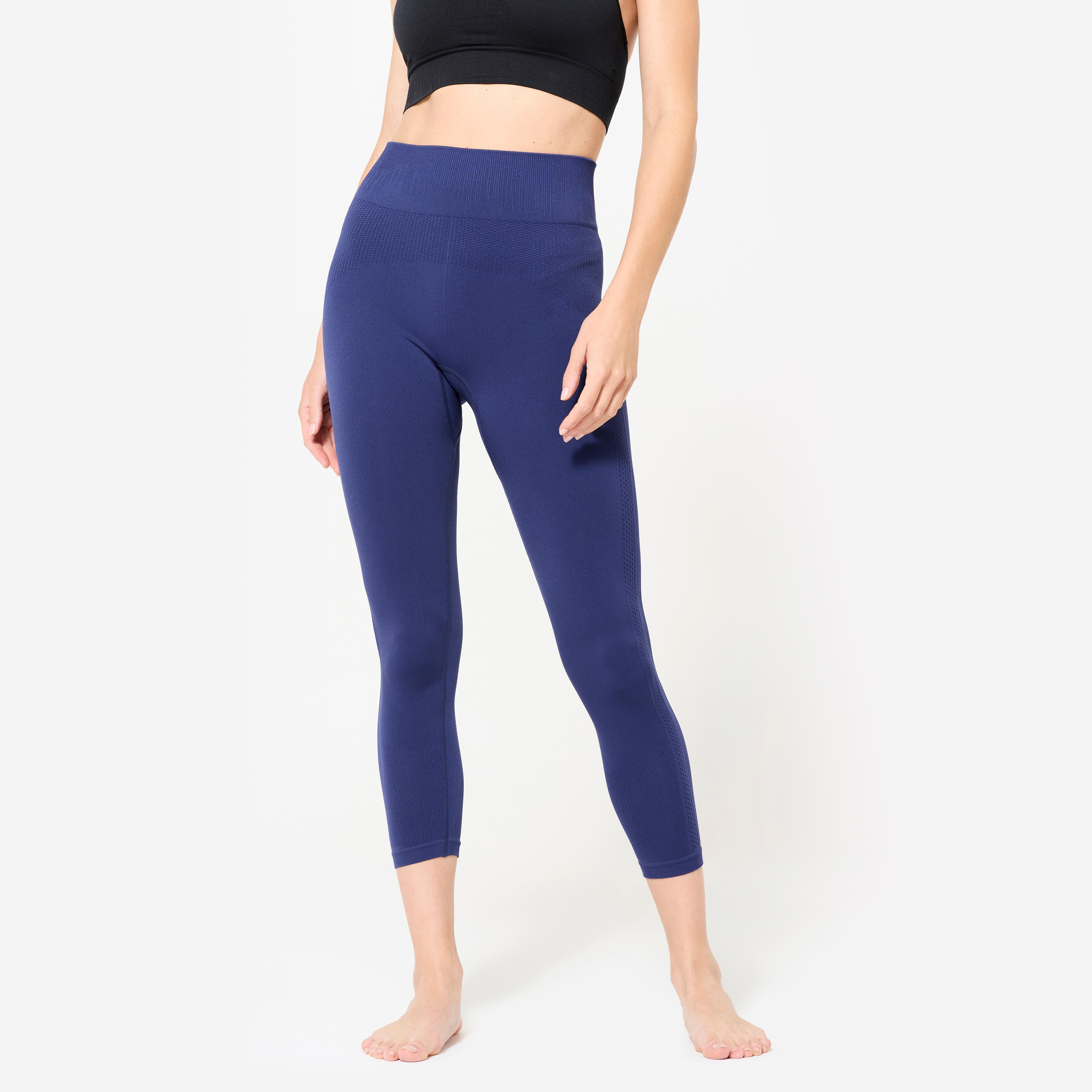 Legging yoga taille haute 7/8e femme, indigo nuit - Image 1