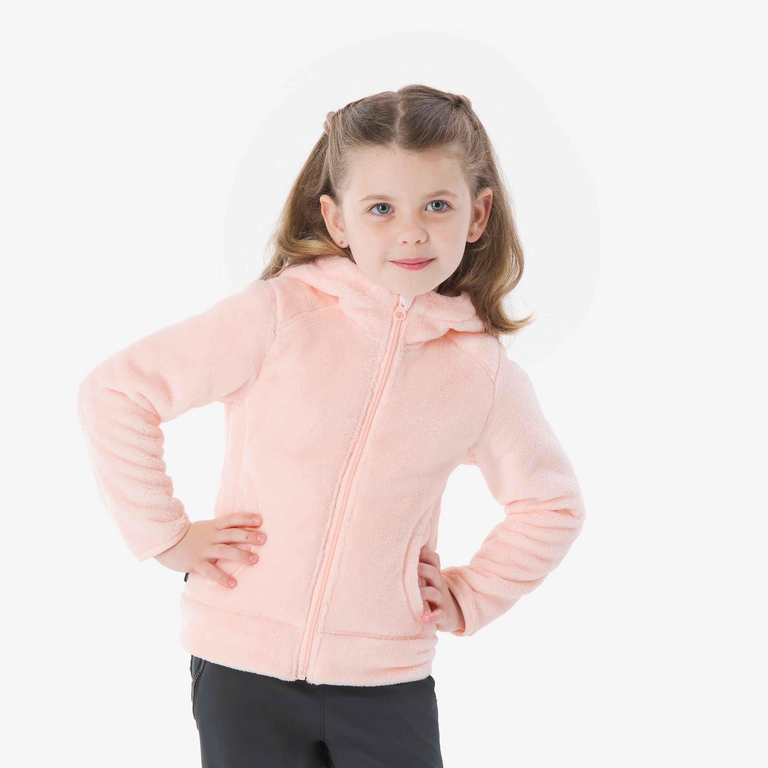 Veste polaire chaude de randonnée enfant 2-6 ans, NH500 zip rose pastel - Image 1