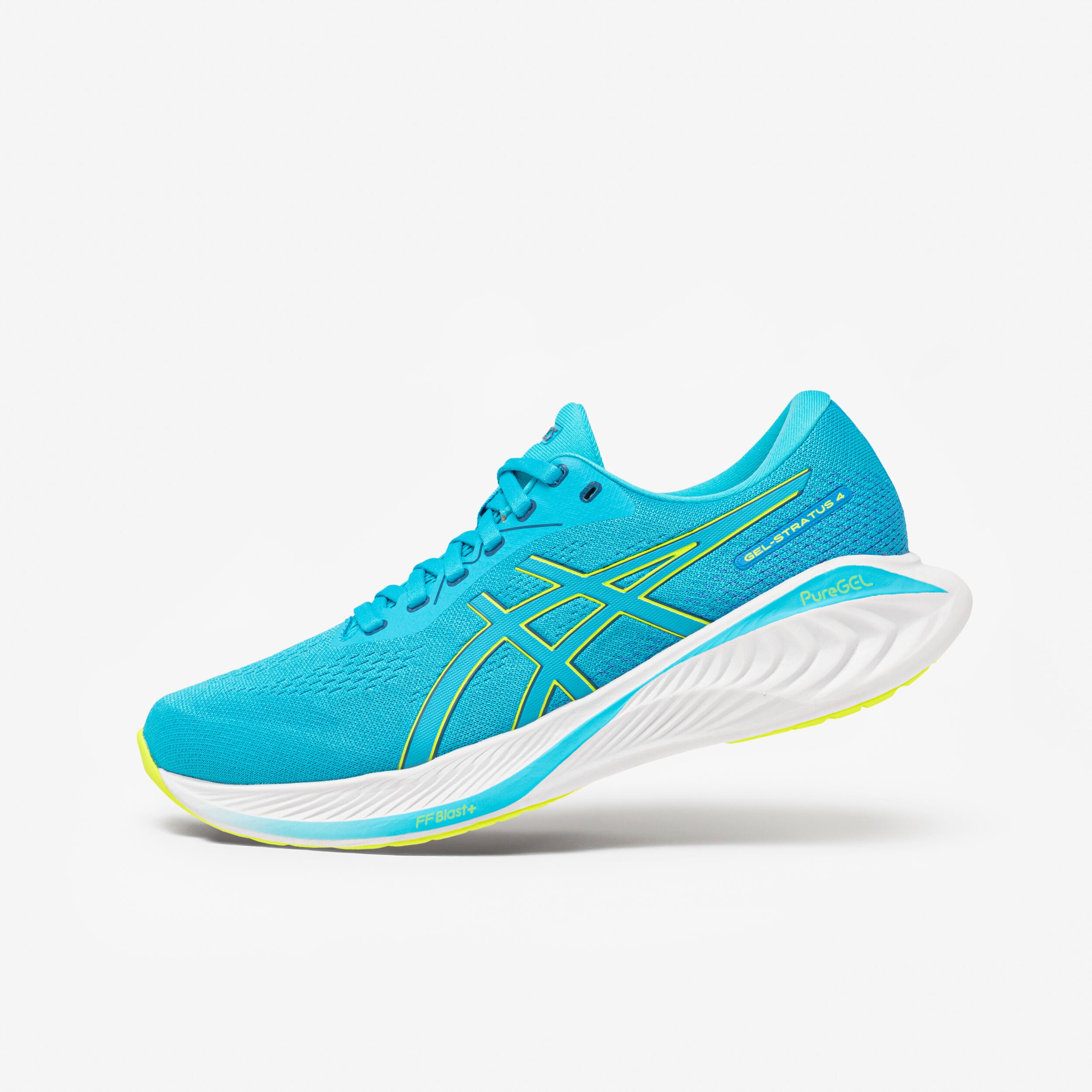 Chaussures running homme, Asics Gel-Stratus Knit 4, Turquoises, blancs, jaunes - Image 1