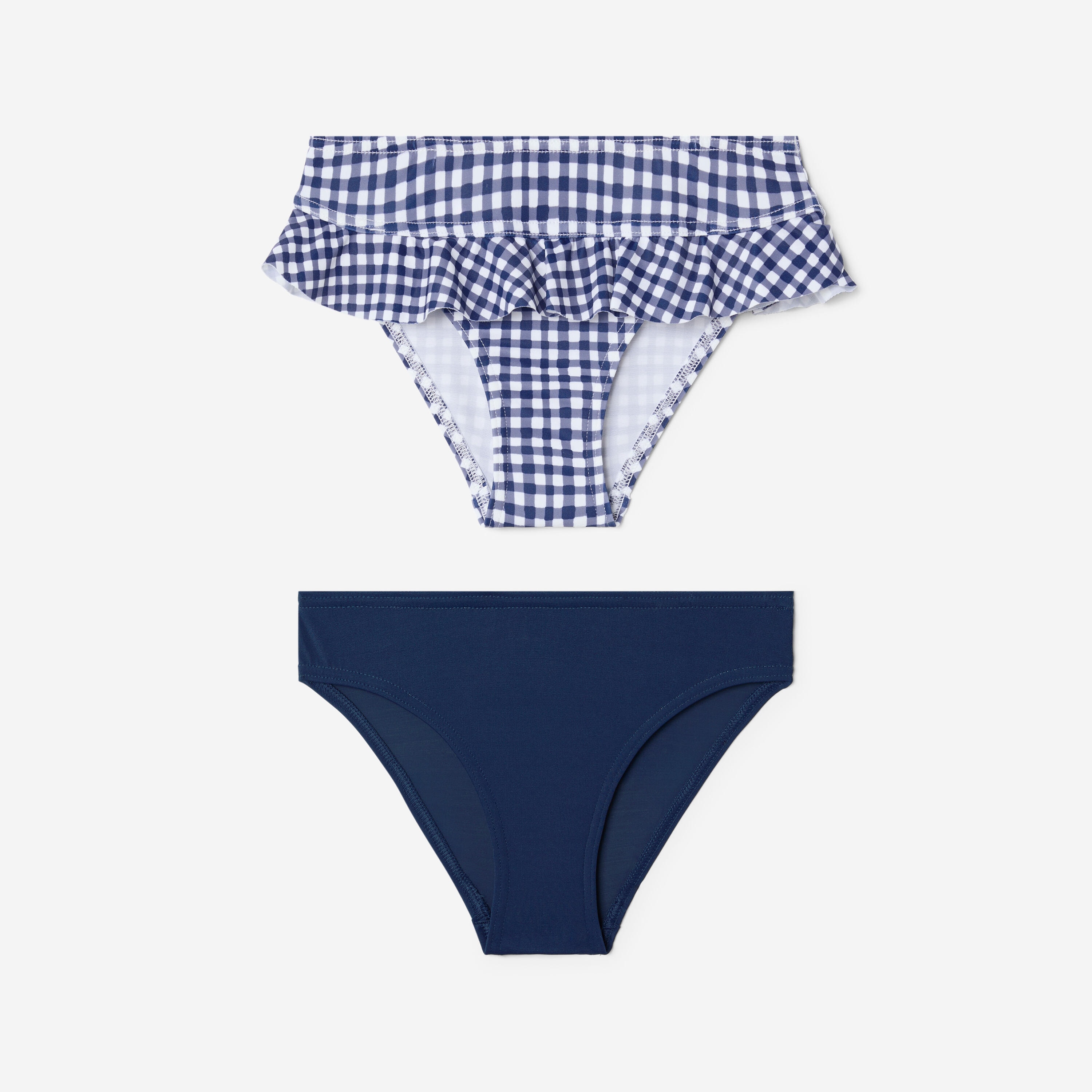 Lot de 2 culottes de maillot de bain vichy fille, Madi bleu marine - Image 1