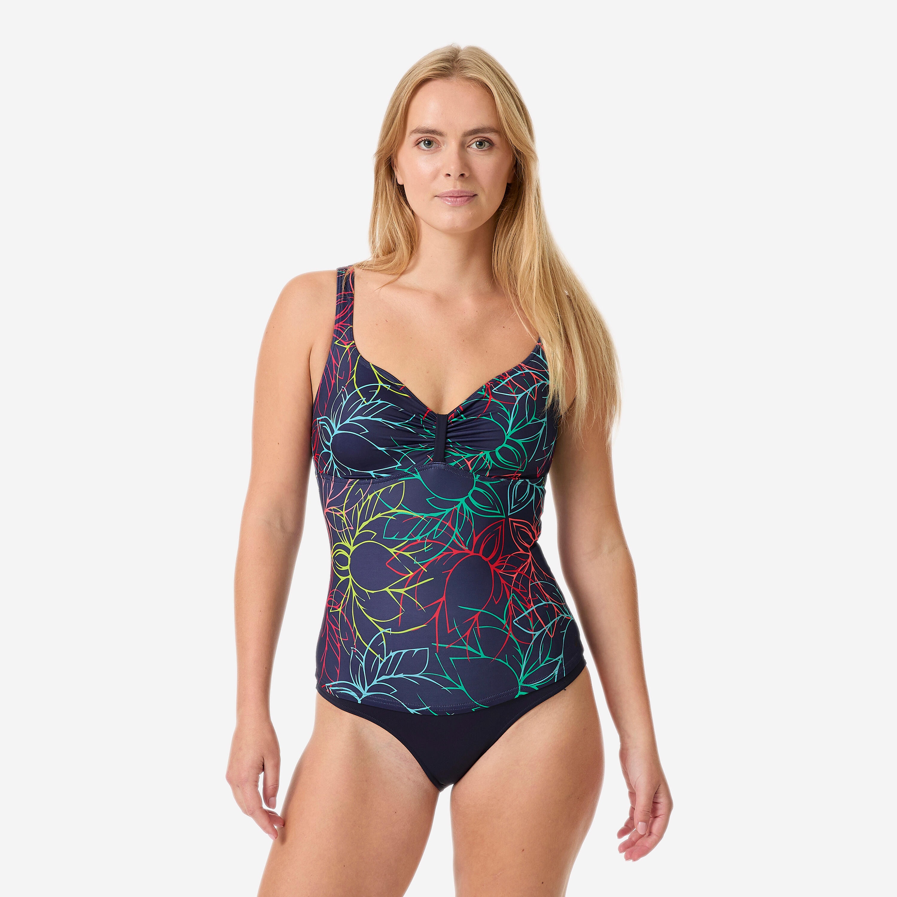 Maillot de bain surf 1 pièce effet gainant femme, Doli Nenu bleu marine - Image 1