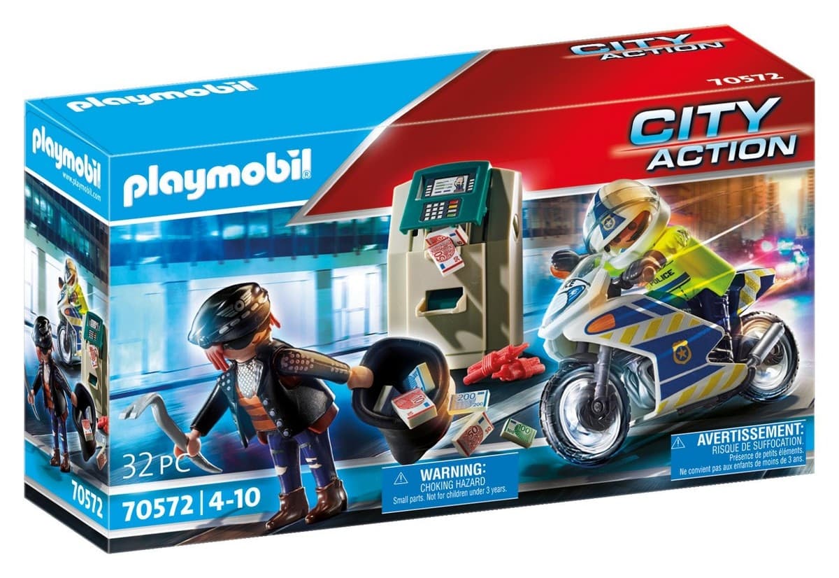 Playmobil - Moto de Policía: persecución del ladrón de dinero Playmobil City Action.
