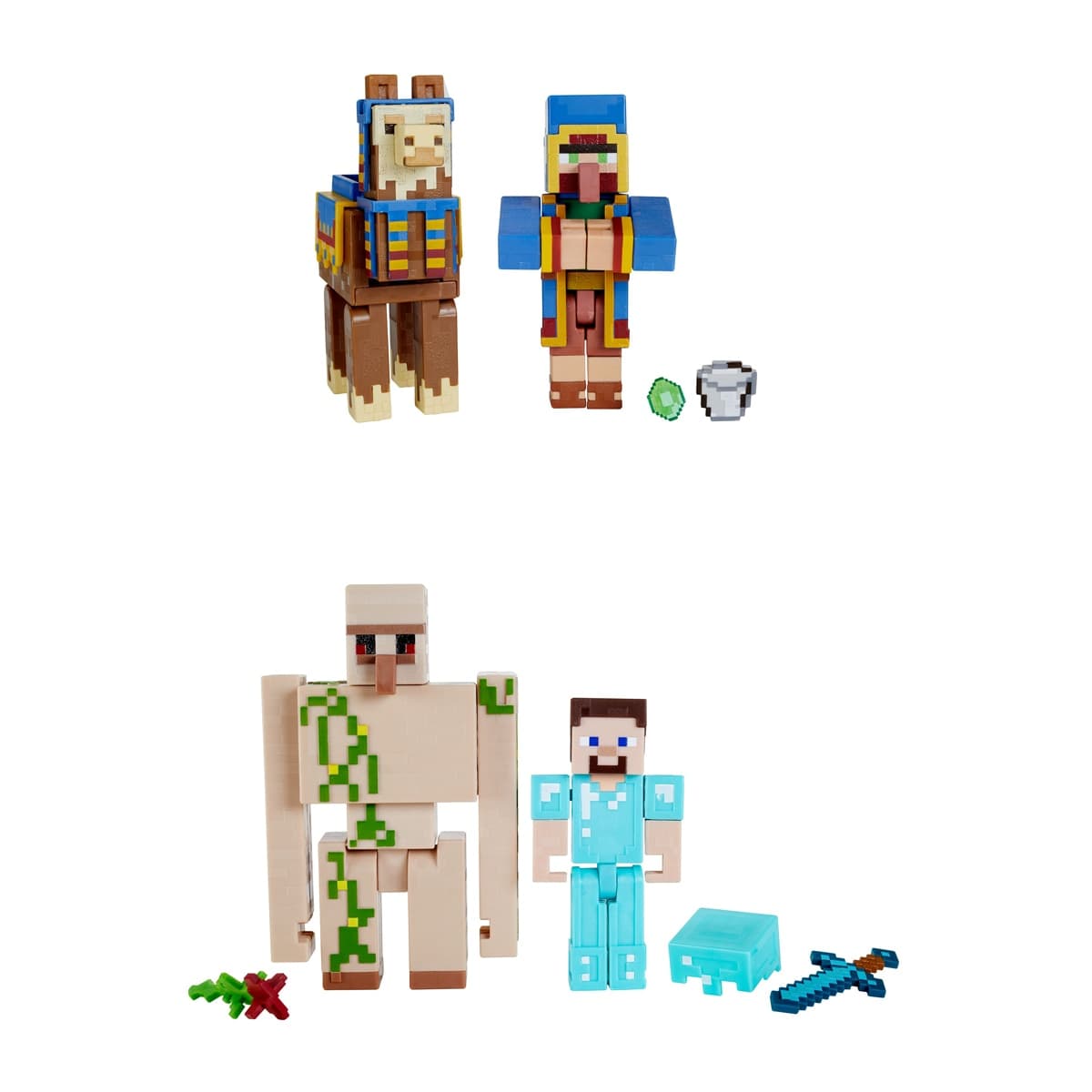 Minecraft - Pack 2 figuras articuladas de juguete con cubos de papel para construir Minecraft Vanilla modelos surtidos.