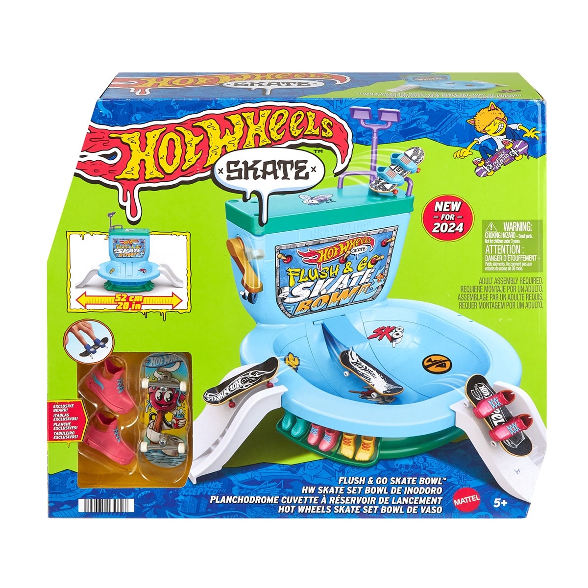 Hot Wheels - Set de juego con forma de inodoro Skate Flush & Go Bowl Hot Wheels. - Image 1