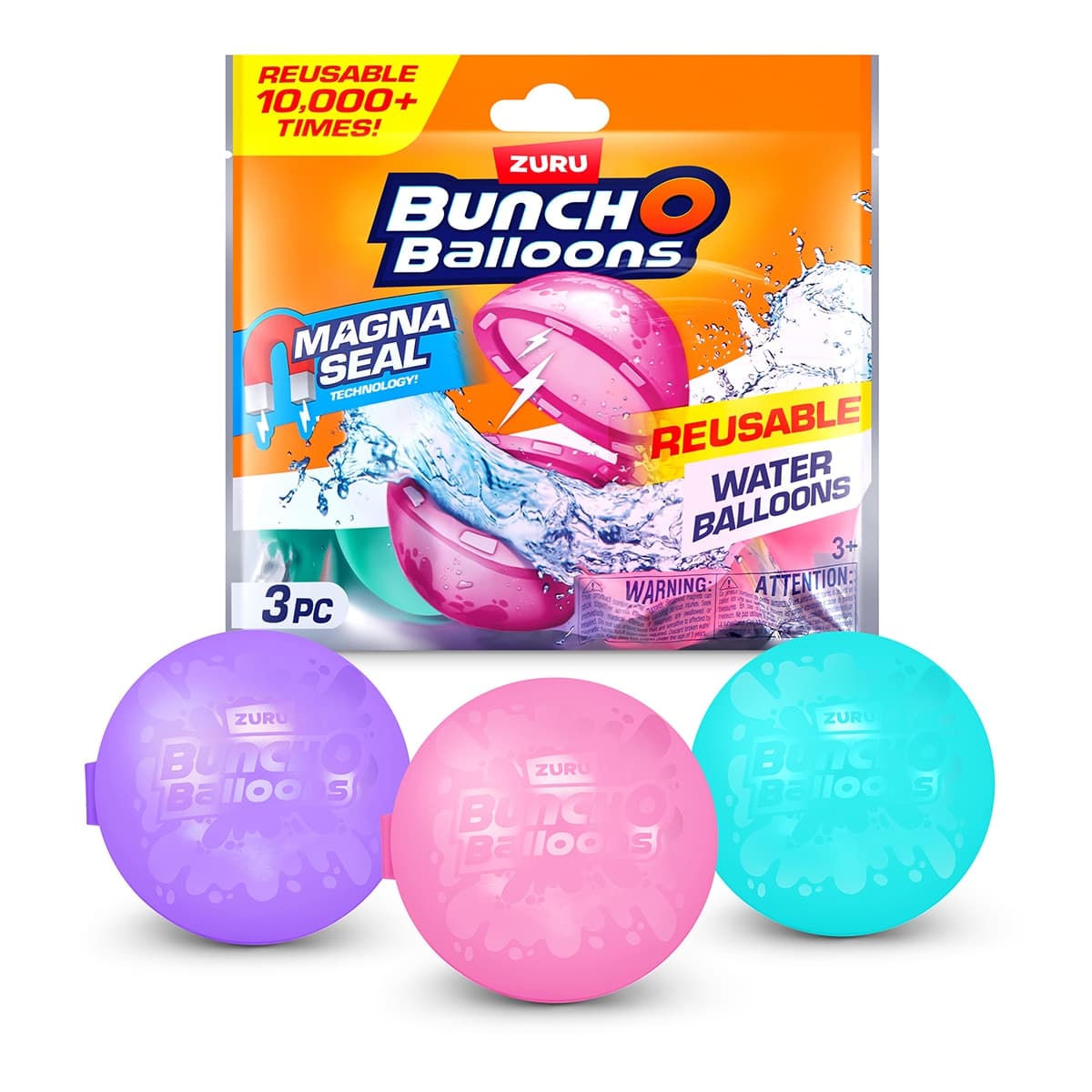 BUNCHOBALLOONS - Pack 3 Globos de agua reutilizables Bunch O Ballons modelos surtidos.
