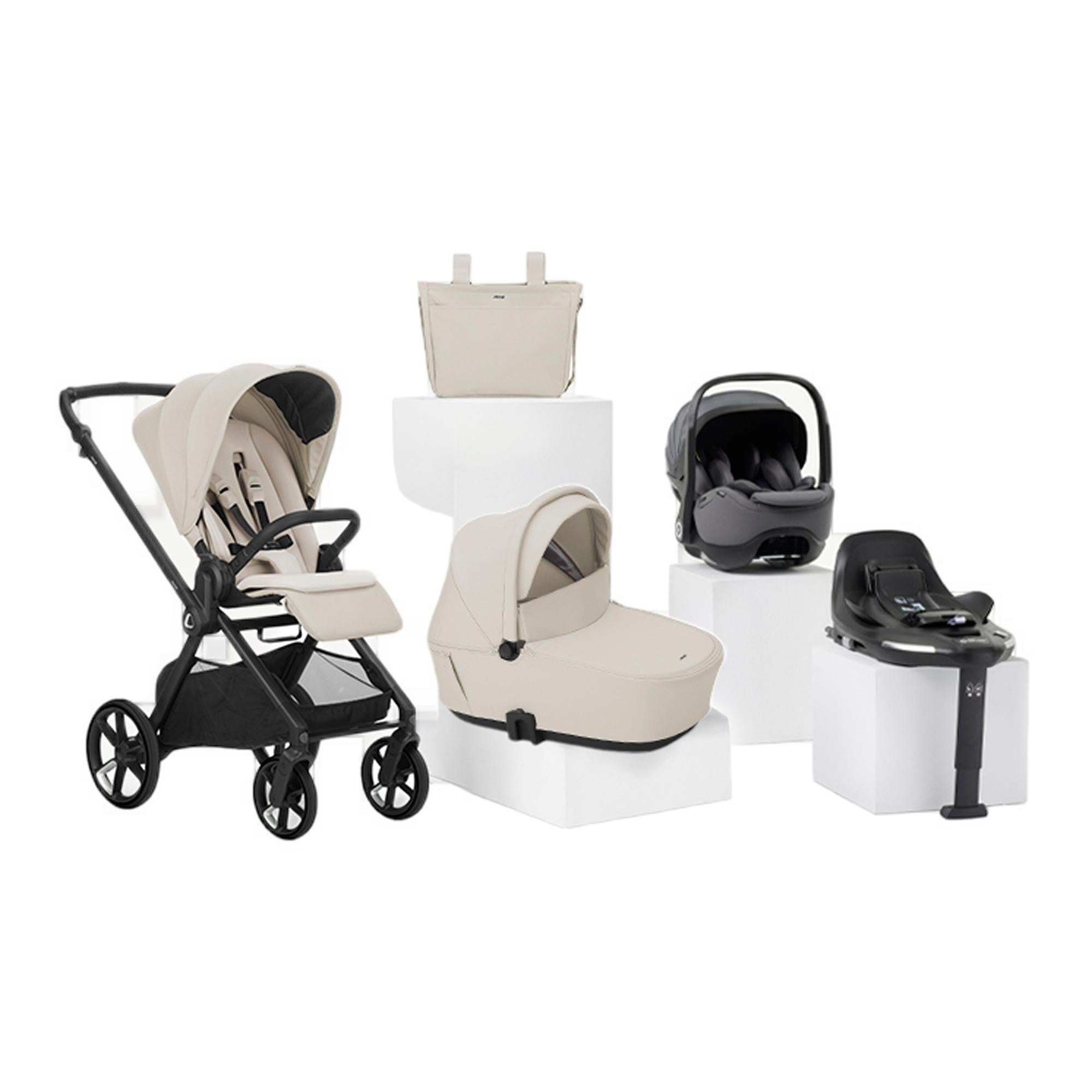 Jané - Pack Jané carro de bebé Muum con silla de coche y accesorios beige y negro. - Image 1