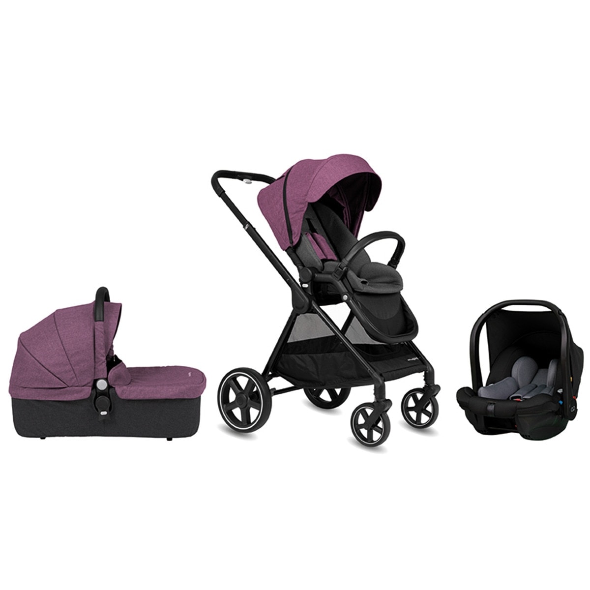 Casualplay - Carro de bebé trío Casualplay Match 3 Optim + Capazo + Silla de coche Verai i-Size Purple morado. - Image 1
