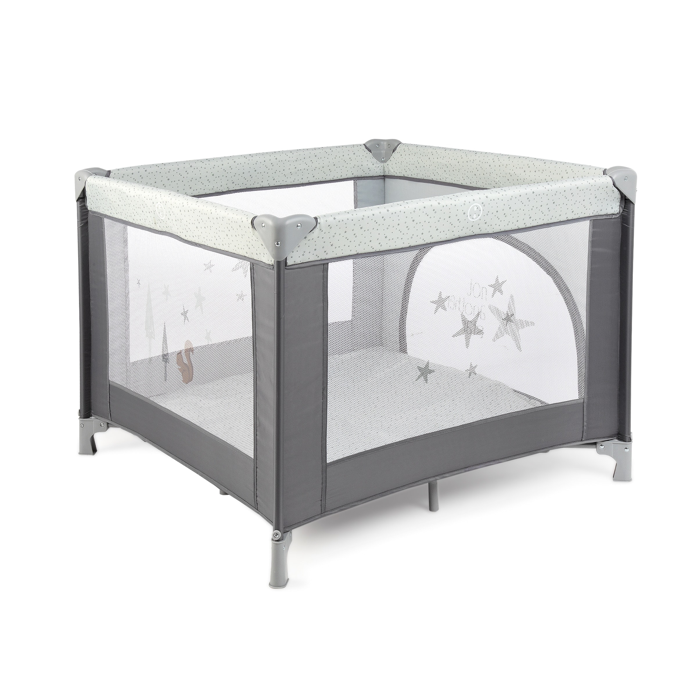 Cotton Juice Baby Home - Parque cuadrado Cotton Juice Baby Home Estrellas gris.. - Image 1