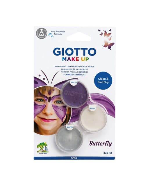 Giotto - Blíster 3 unidades de pintura facial cosmética temática mariposa Make Up Giotto.