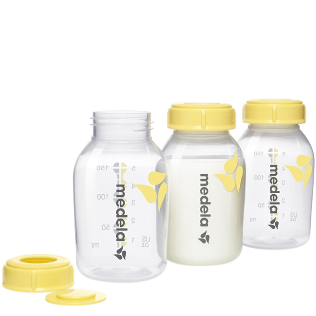 Medela - Pack 3 Botellas-Biberones Medela para Leche Materna (150 ml.) transparente-amarillo. - Image 1