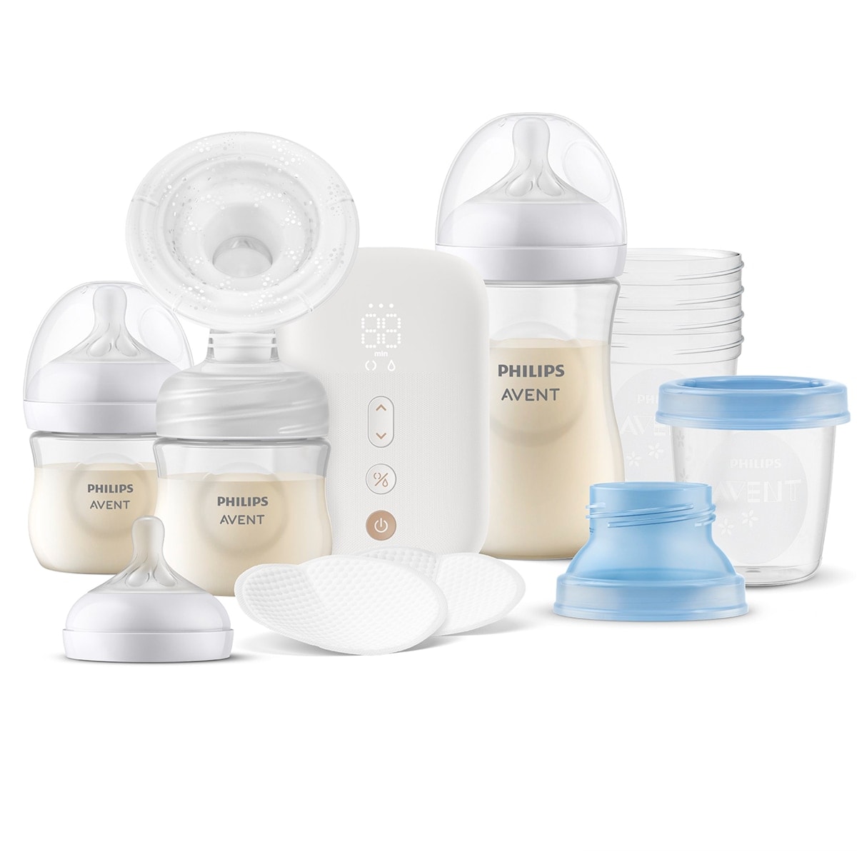 Philips Avent - Set de lactancia con Sacaleche eléctrico portátil Philips Avent, 3 biberones, discos de lactancia y vasitos de almacenamiento. - Image 1