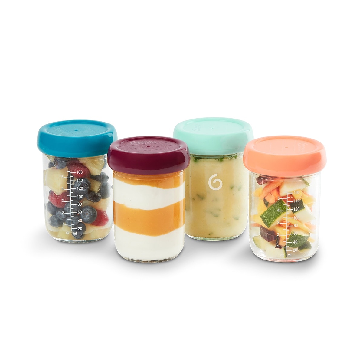 Babymoov - Juego de 4 Envases de conservación y transporte de comidas Babymoov Babybols de cristal (220 ml.) transparente-multicolor. - Image 1
