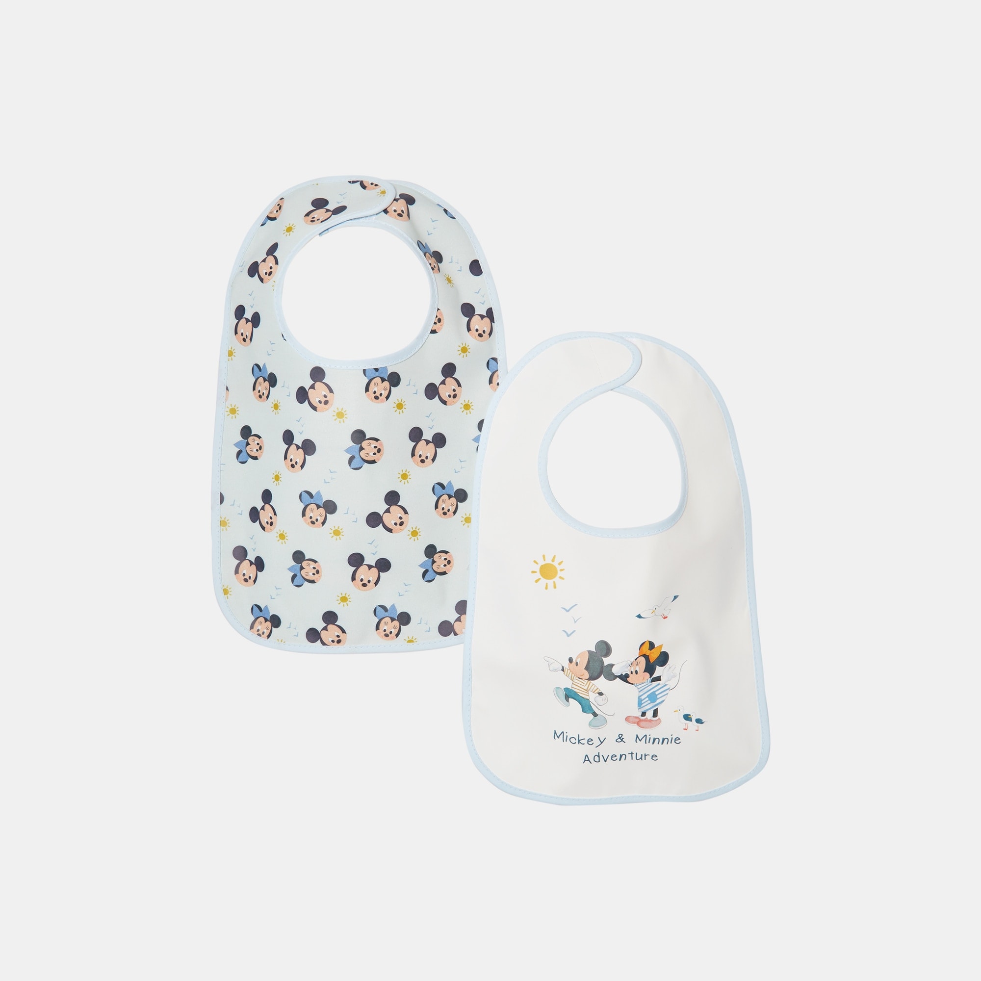 Cotton Juice Baby Home - Pack 2 Baberos Disney Baby Mickey & Minnie con bolsillo multicolor. - Image 1