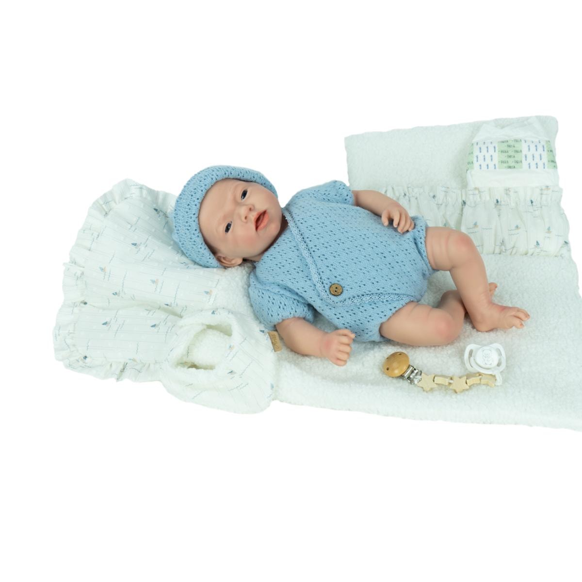 Muñeca Real Reborn Aina 40 cm con cambiador y pañuelo babero Spanish Design (Cuerpo Silicona, Sexo Niña) Arias - Image 1