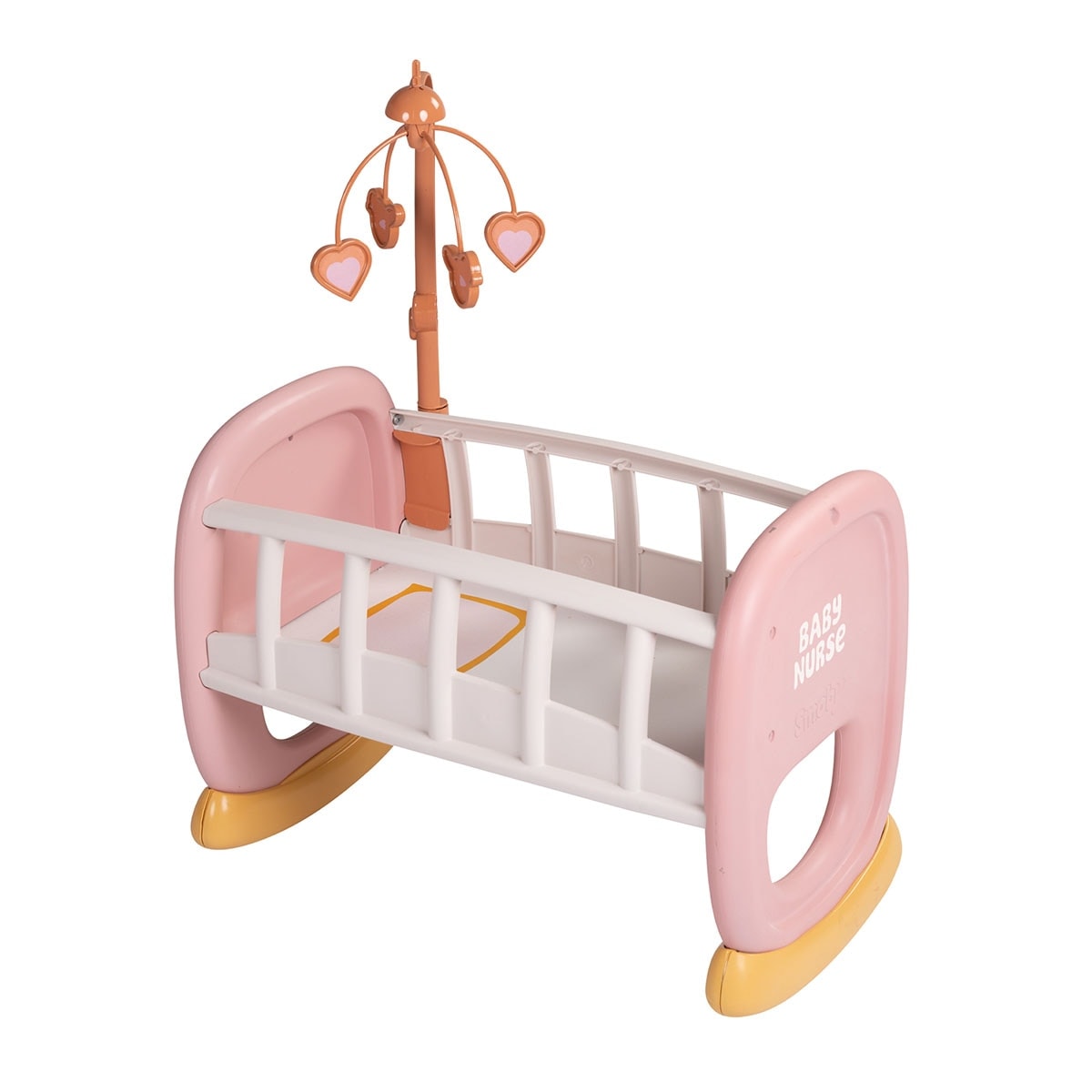 Smoby - Cuna balancín Baby Nurse con un móvil de corazones y pajarillos en tonos dorados y rosa Smoby. - Image 1