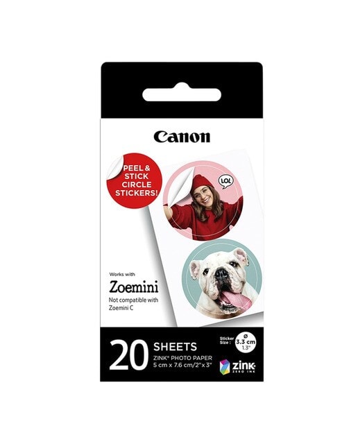 Canon - Papel fotográfico Canon Zinkpaper ZP2030-2C-20 Pegatinas circular. - Image 1