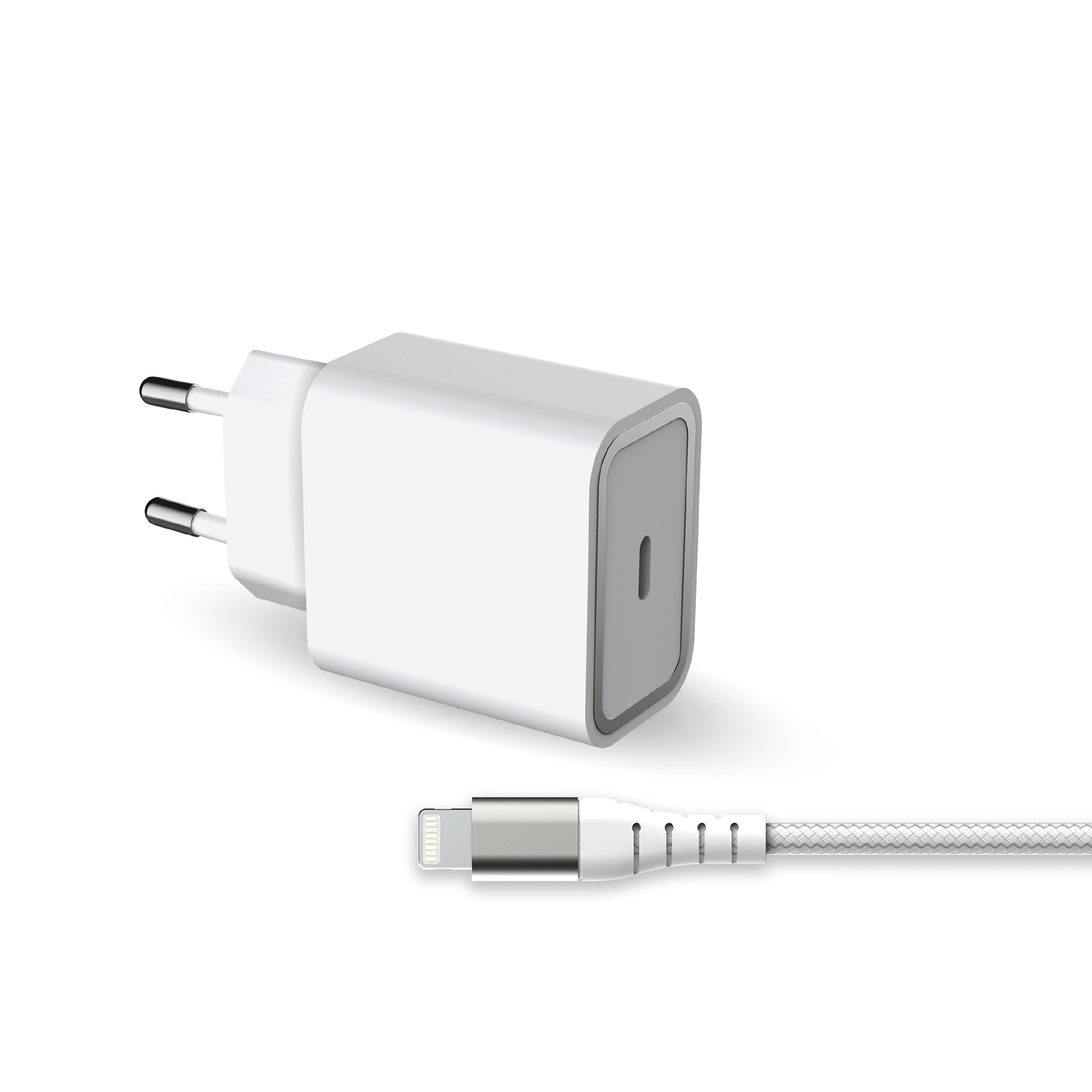 FORCE POWER - Cargador a Pared 20W Power Delivery + Cable Reforzado USB-C-Lightning. - Image 1