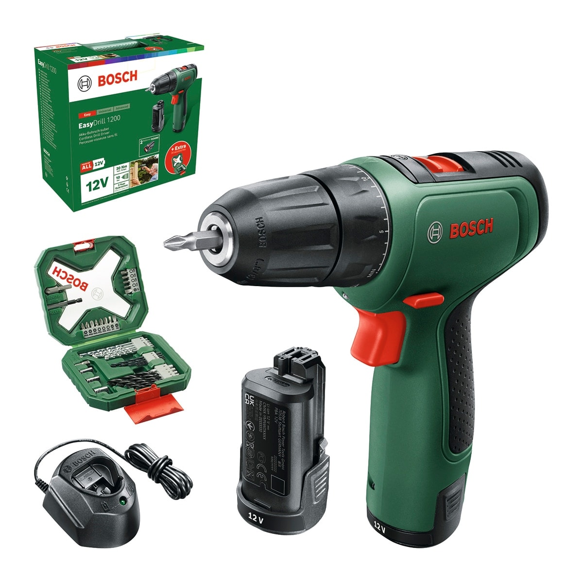 Bosch - Taladro Atornillador a Batería EasyDrill 12 V +Batería + Set 34 Accesorios. - Image 1