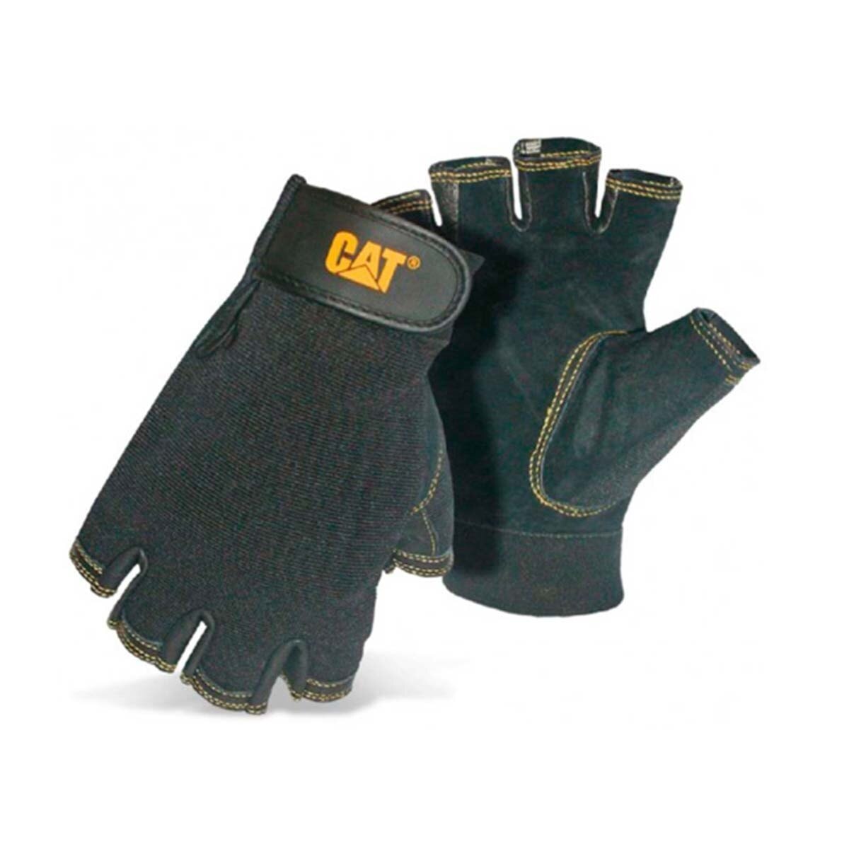 Caterpillar - Guantes Medio Dedo de Cuero y Poliéster. - Image 1
