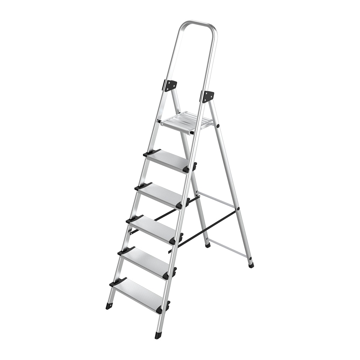 BriCor - Escalera Doméstica Aluminio 6 Peldaños Anchos. - Image 1