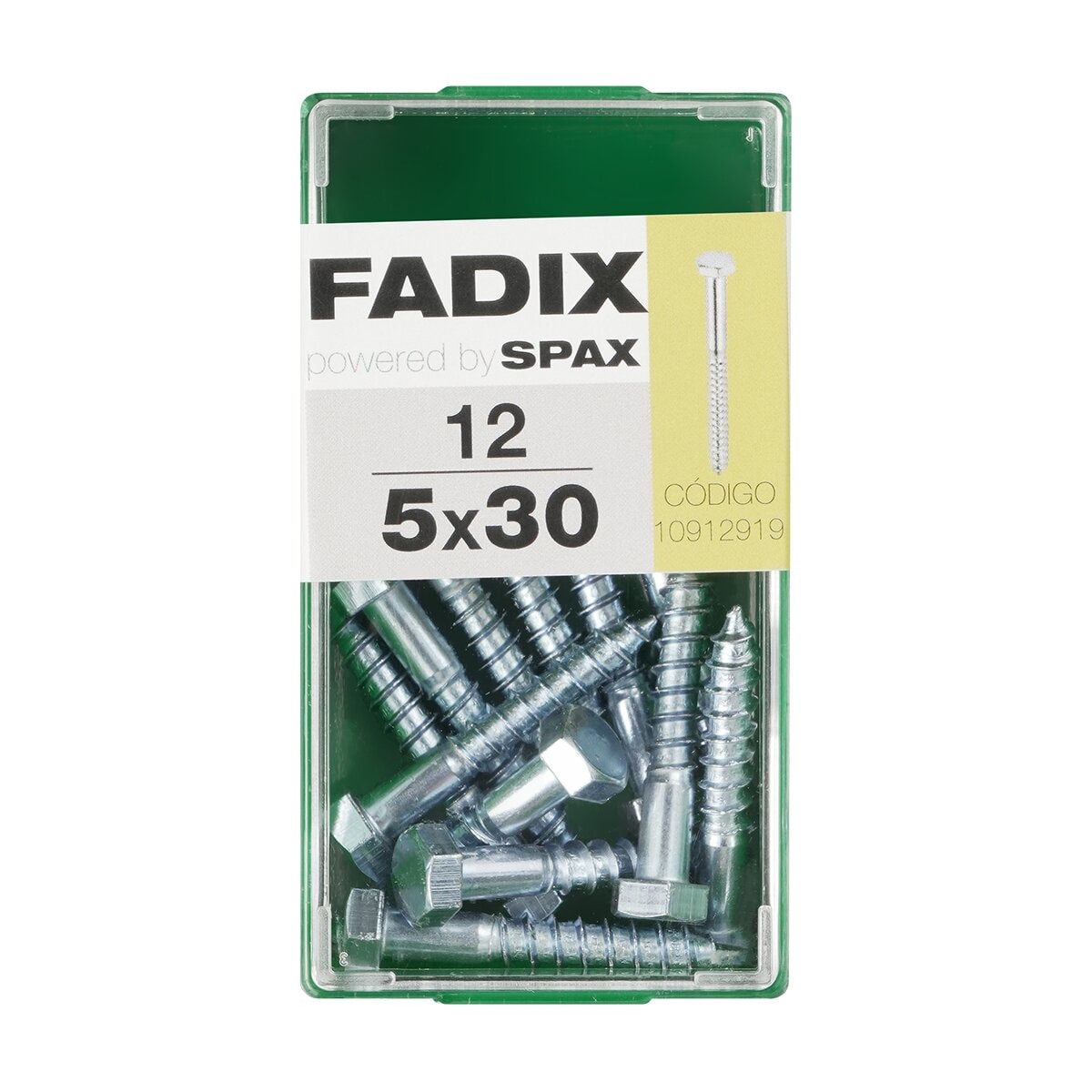 FADIX - Tornillo DIN 571 Cabeza Hexagonal y Rosca para Madera y Aglomerado Ø5 x 30 mm - Caja 12 Uds. - Image 1