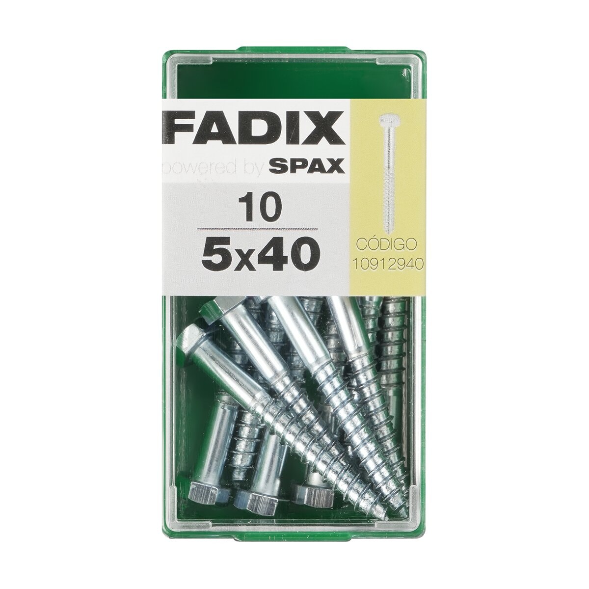FADIX - Tornillo DIN 571 Cabeza Hexagonal y Rosca para Madera y Aglomerado Ø5 x 40 mm - Caja 10 Uds. - Image 1