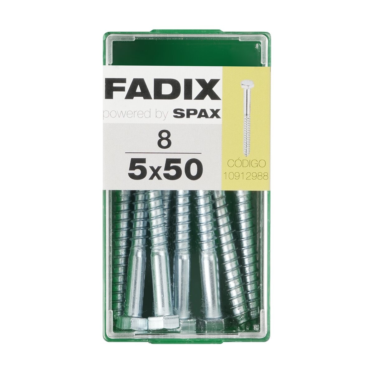 FADIX - Tornillo DIN 571 Cabeza Hexagonal y Rosca para Madera y Aglomerado Ø5 x 50 mm - Caja 8 Uds. - Image 1