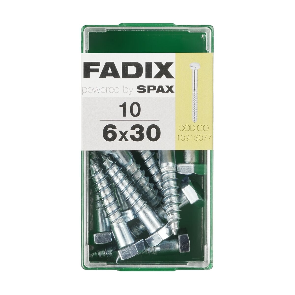 FADIX - Tornillo DIN 571 Cabeza Hexagonal y Rosca para Madera y Aglomerado Ø6 x 30 mm - Caja 10 Uds. - Image 1
