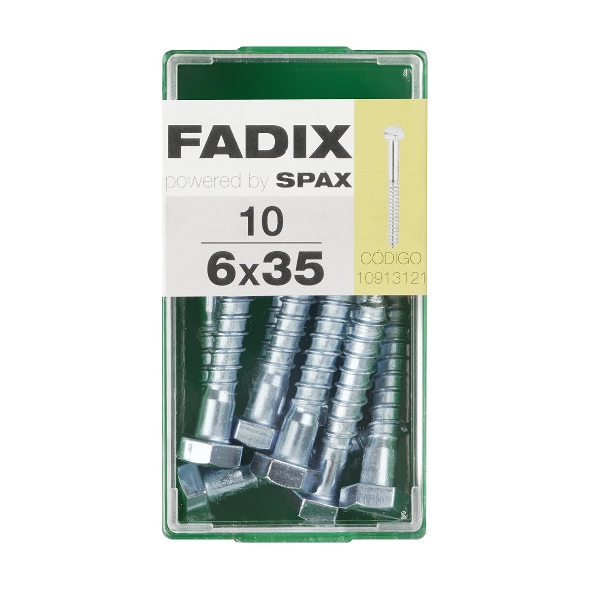 FADIX - Tornillo DIN 571 Cabeza Hexagonal y Rosca para Madera y Aglomerado Ø6 x 35 mm - Caja 10 Uds. - Image 1