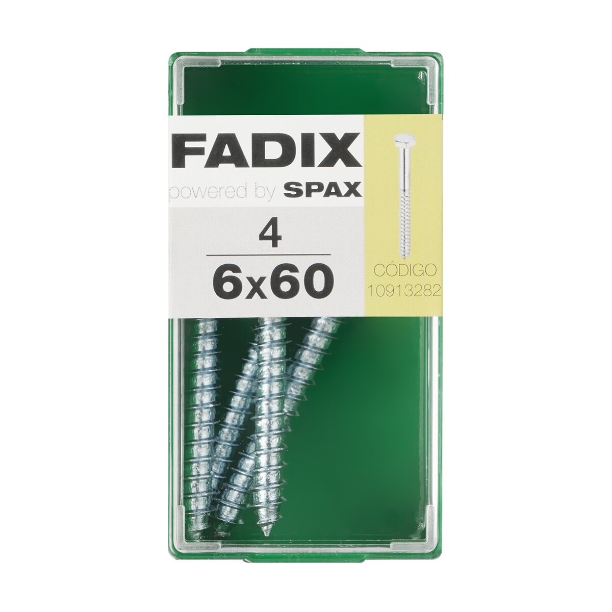 FADIX - Tornillo DIN 571 Cabeza Hexagonal y Rosca para Madera y Aglomerado Ø6 x 60 mm - Caja 4 Uds. - Image 1
