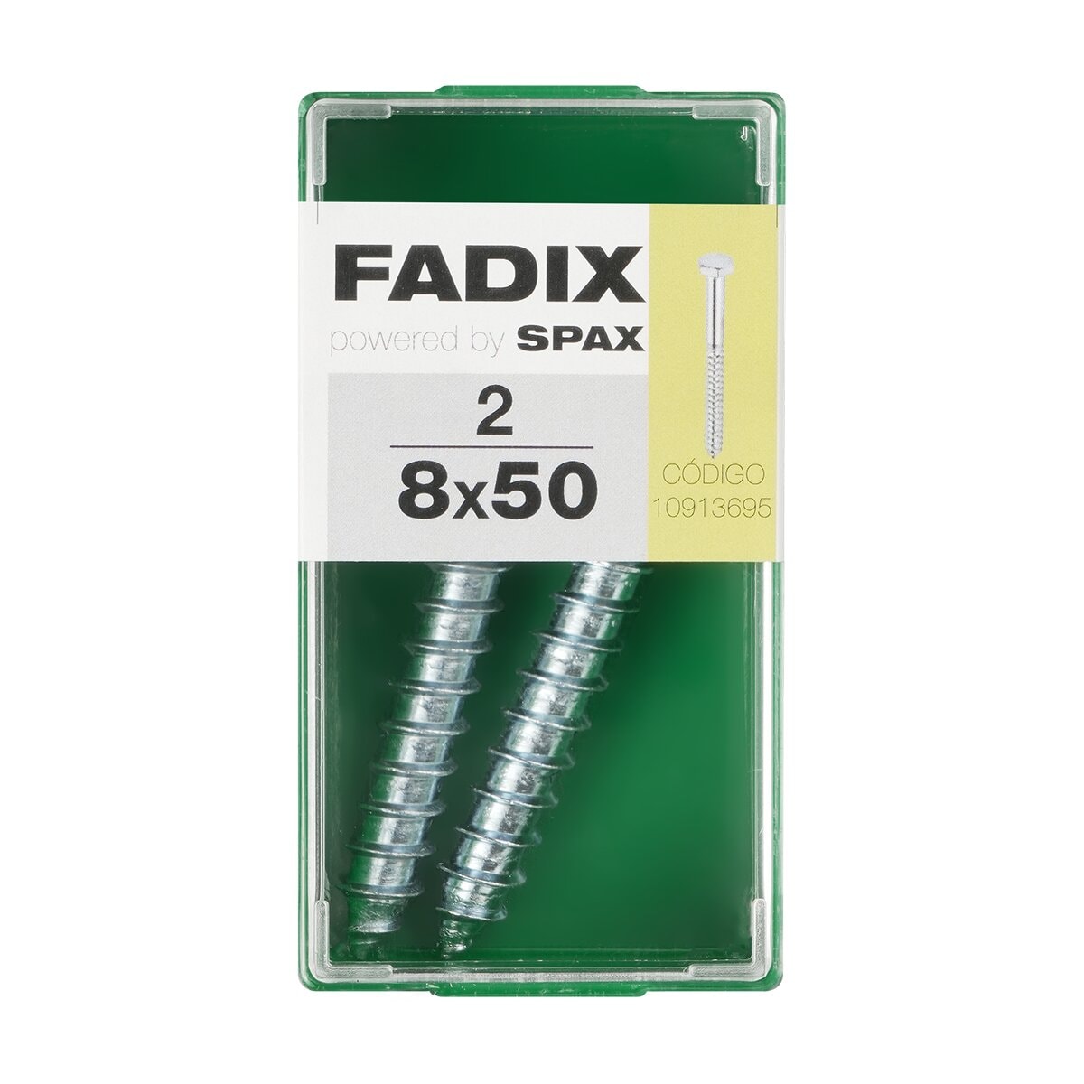 FADIX - Tornillo DIN 571 Cabeza Hexagonal y Rosca para Madera y Aglomerado Ø8 x 50 mm - Caja 2 Uds. - Image 1