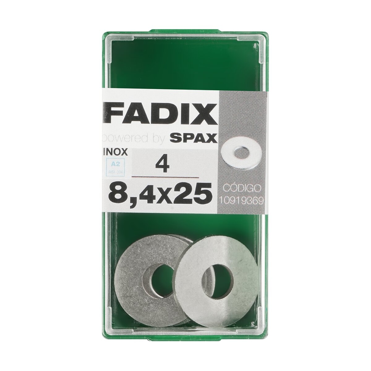 FADIX - Arandela Plana de Ala Ancha Acero Inoxidable Ø8,4 x Ø25 mm - Caja 4 Uds. - Image 1