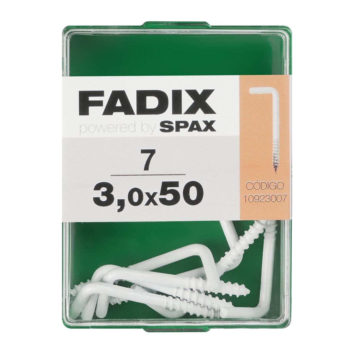 FADIX - Alcayata Roscada Blanca Ø3 x 50 mm - Caja 7 Uds. - Image 1