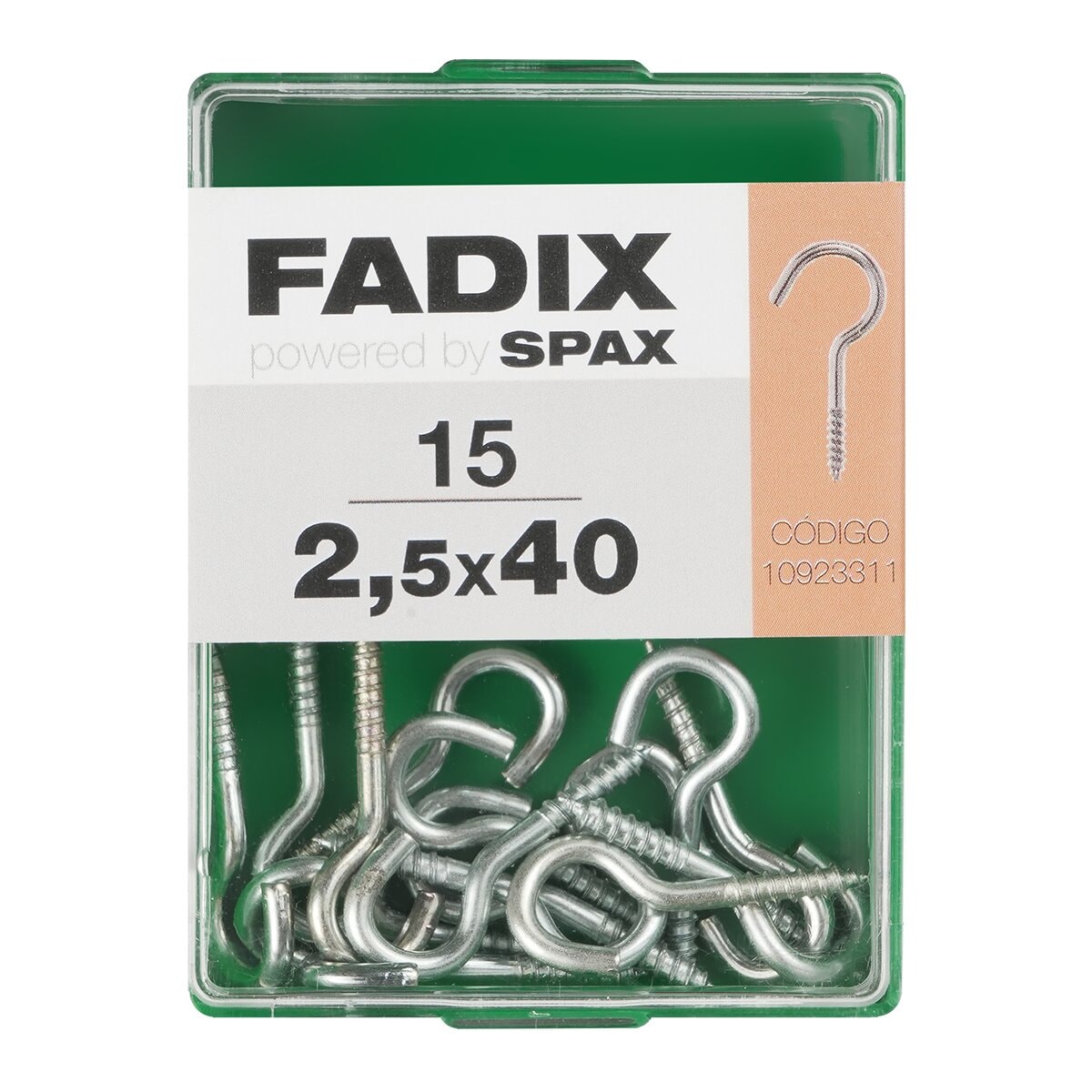FADIX - Hembrilla Abierta Cinc Ø2,5 x 40 mm - Caja 15 Uds. - Image 1