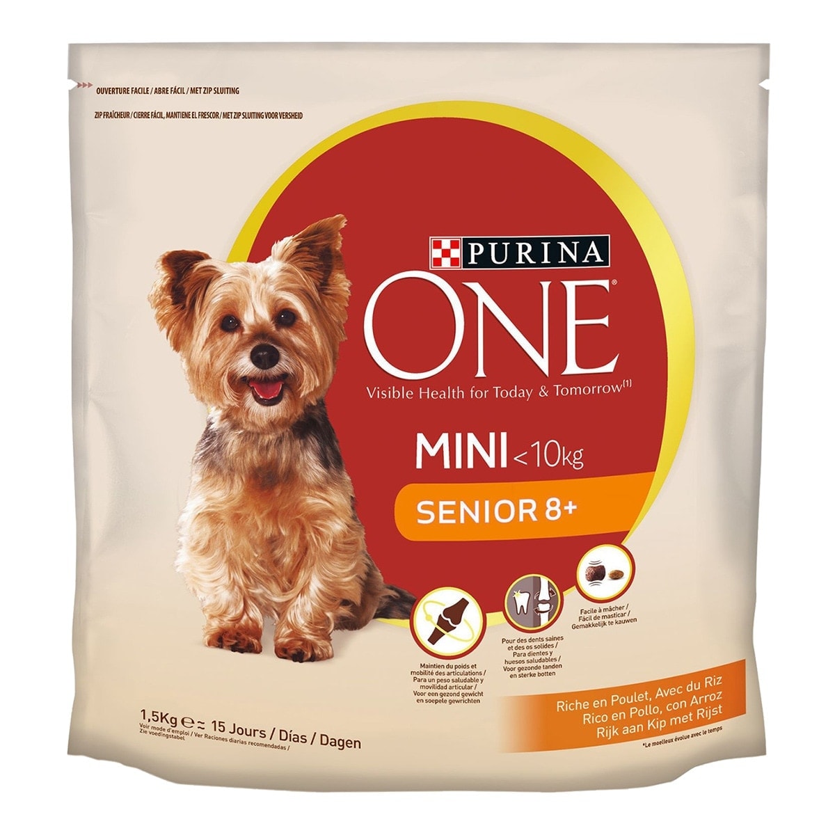 Purina One - Pienso para perros senior mini +8 Purina One pollo 1,5 kg. - Image 1