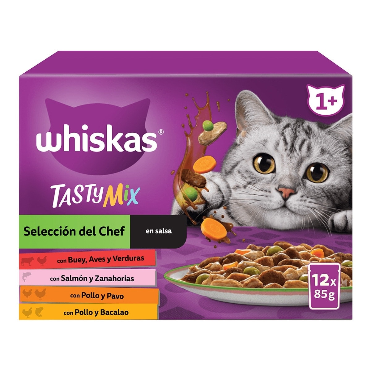 Whiskas - Comida húmeda para gatos adultos +1 año Whiskas Tasty Mix Selección del Chef en salsa. - Image 1