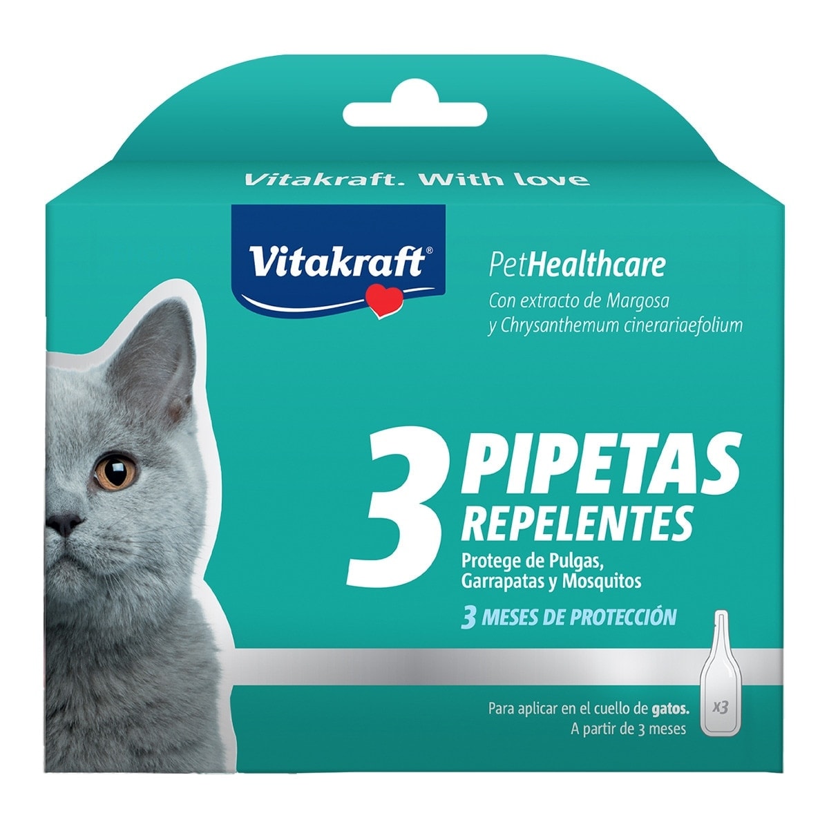Vitakraft - Pipetas repelentes Vitakraft para gatos Biocida 3 uds. - Image 1