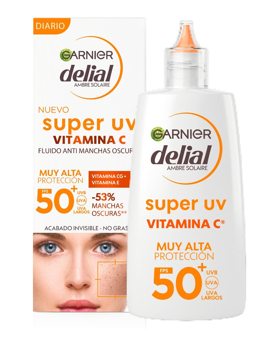 DELIAL - Crema Fluida Diaria Anti-Manchas Oscuras Super UV Vitamina C 40 ml Delial. - Image 1