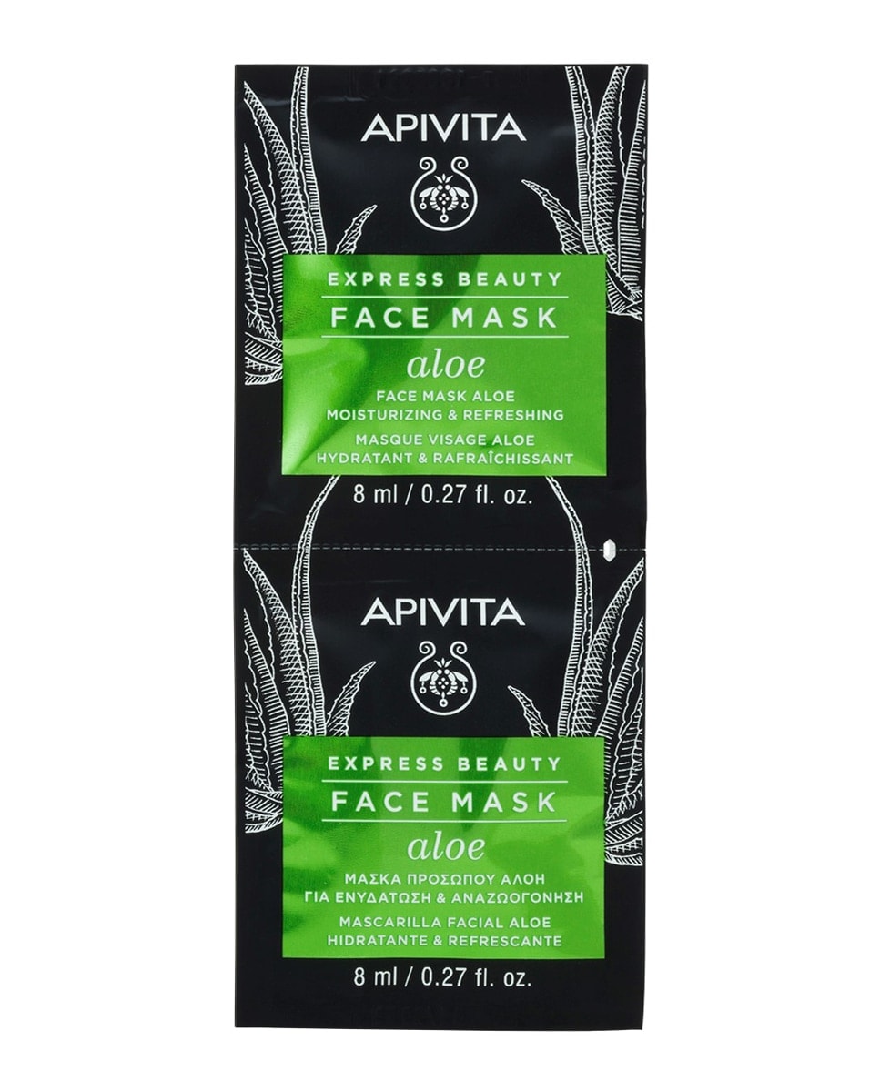 Apivita - Mascarilla Facial Aloe Hidratante Y Refrescante Express Beauty 2*8 Ml Apivita. - Image 1