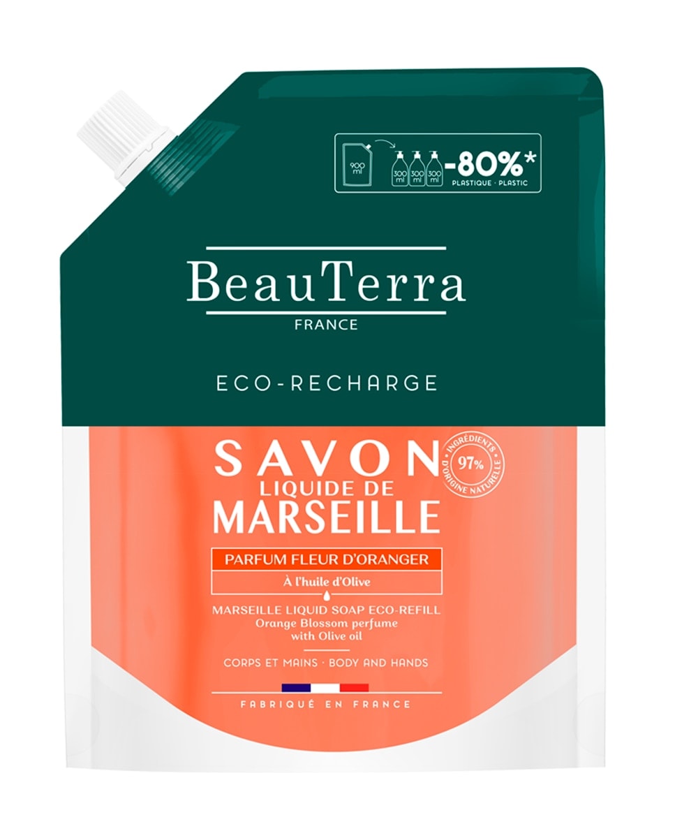 Beauterra - Recarga Jabón de Marsella Flor de Naranjo 900 ml Beauterra. - Image 1