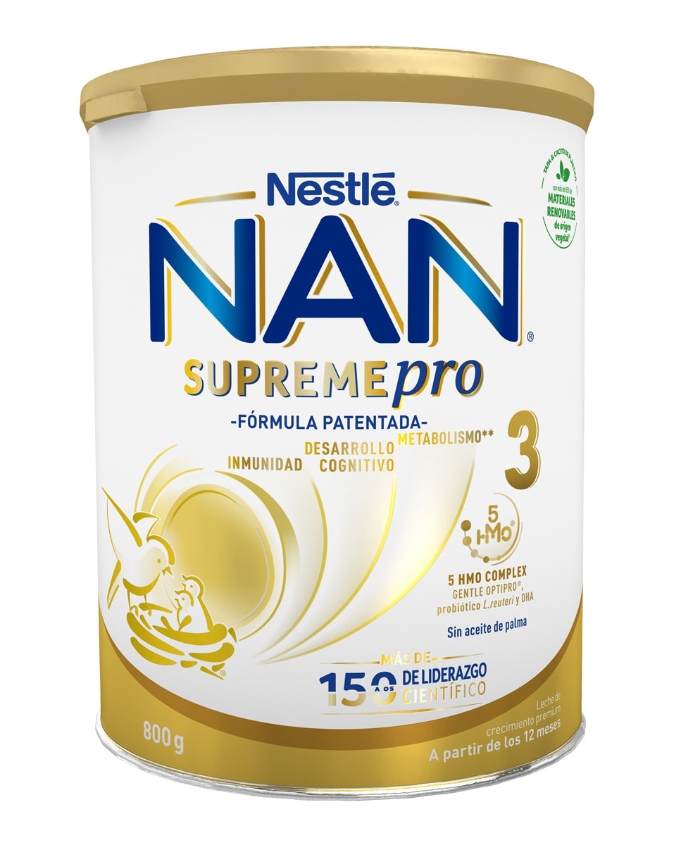 NESTLE - Leche de crecimiento Premium Nan Supreme Pro 3 en polvo 12 a 18 meses 800 g Nestlé. - Image 1