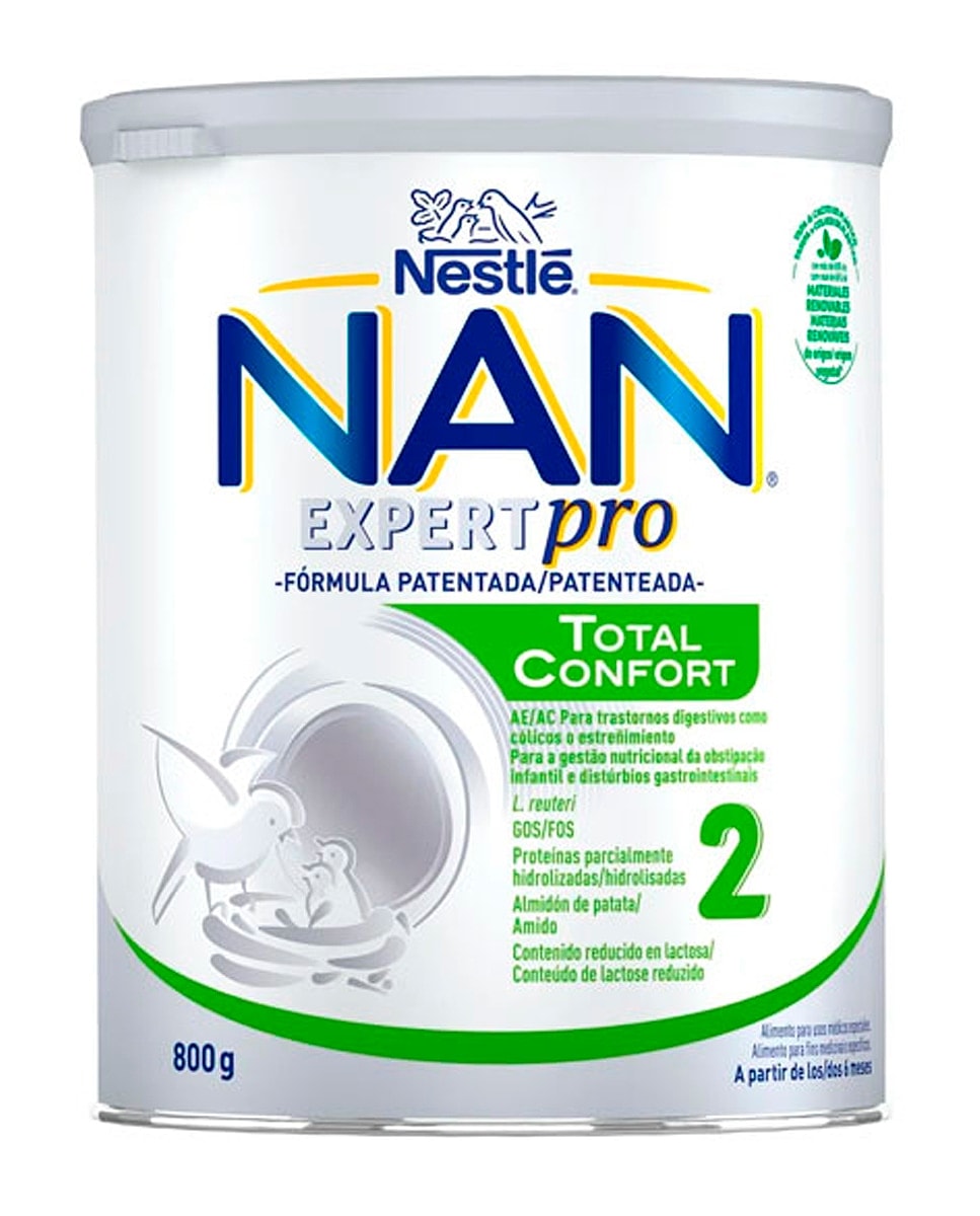 NESTLE - Leche para lactantes con trastornos digestivos +6 meses Nan Confort 2 800 g Nestlé. - Image 1