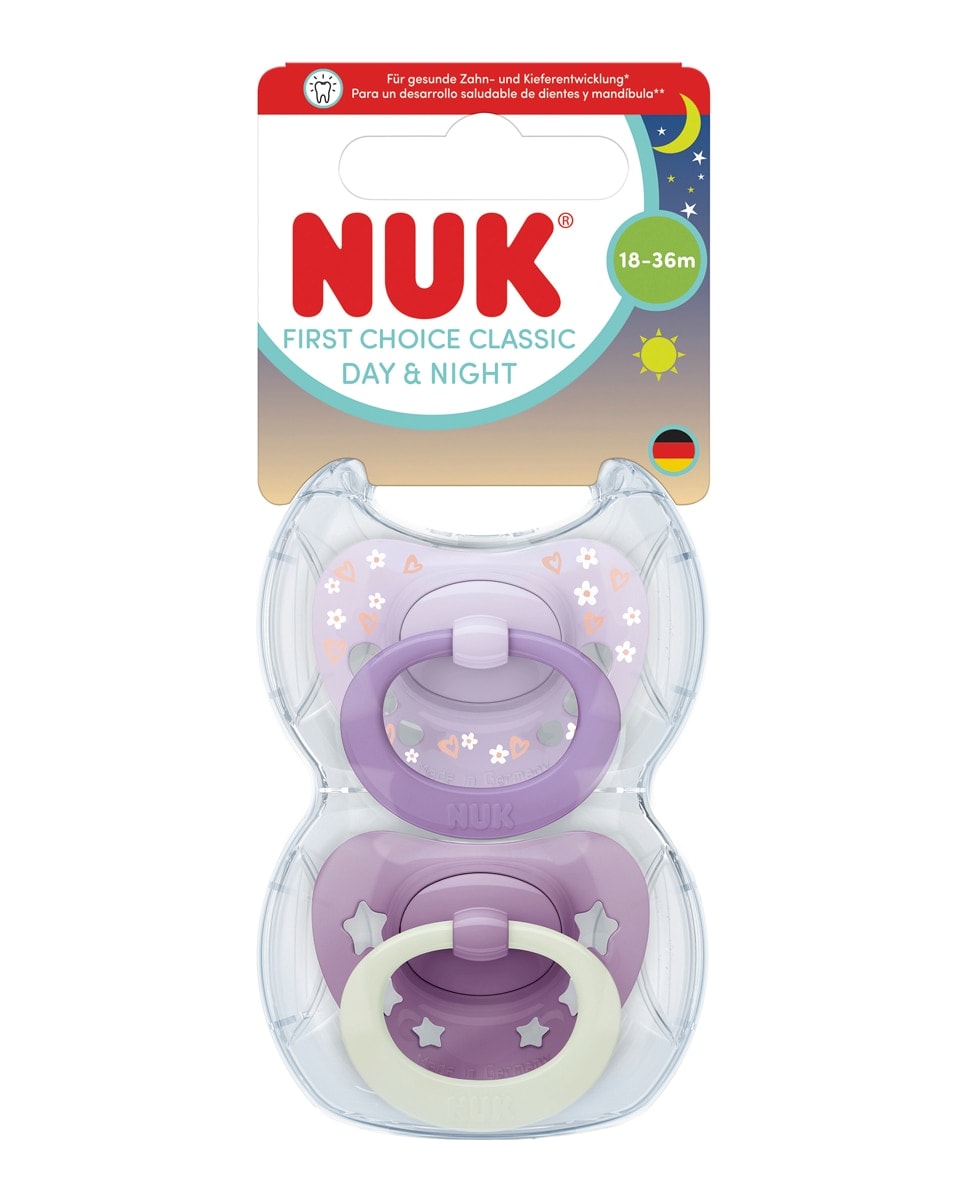 Nuk - Chupete First Choice Classic Day & Night Silic. T2 6-18M (2 Uds) - Surtido Nuk. - Image 1
