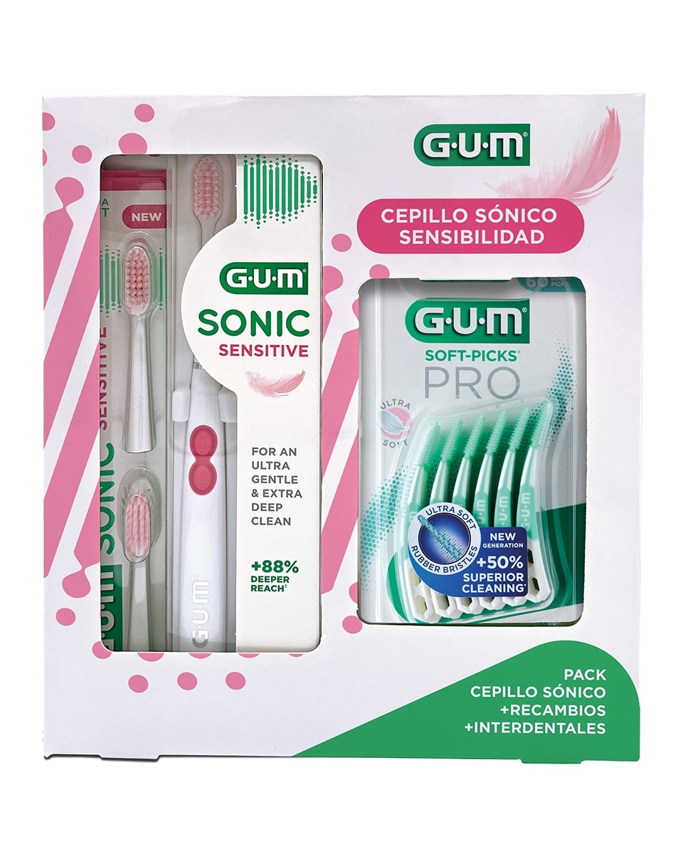 Gum - Pack Regalo Cepillo Sónico Sensibilidad: Gum® Sonic Sensitive + 2 Recambios + Interdentales Gum®. - Image 1