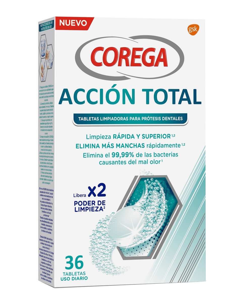 Corega - 36 Tabletas Limpiadoras Acción Total Corega. - Image 1