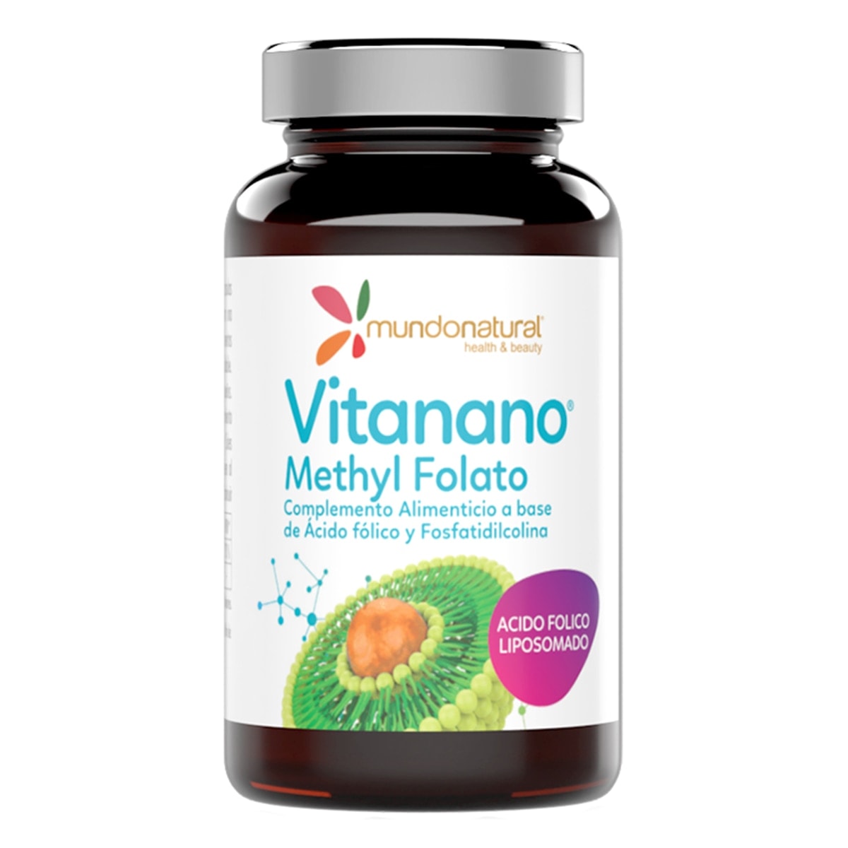 Mundo Natural - 30 cápsulas Vitanano Methyl folato liposomado Mundo Natural. - Image 1