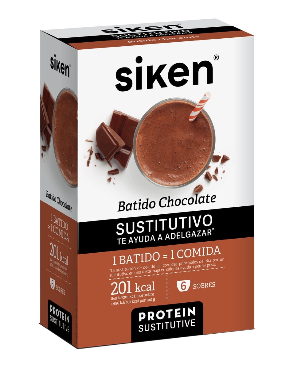 Siken® - Pack 6 sobres Siken® Protein Sustitutive batido chocolate 50 g Siken. - Image 1