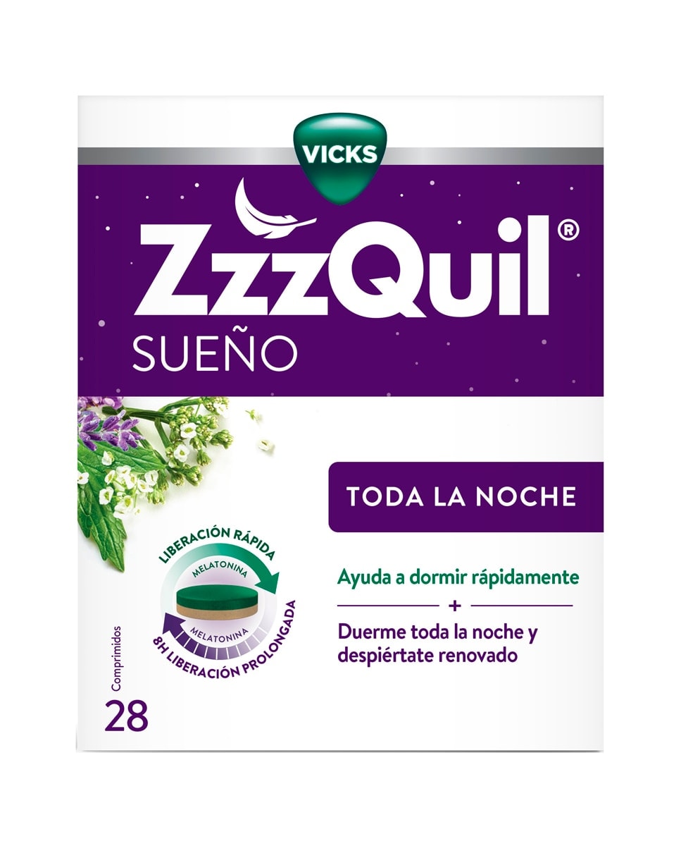 ZzzQuil - 28 Comprimidos Toda La Noche Con Melatonina, Valeriana Y Vitamina B6 Zzzquil. - Image 1
