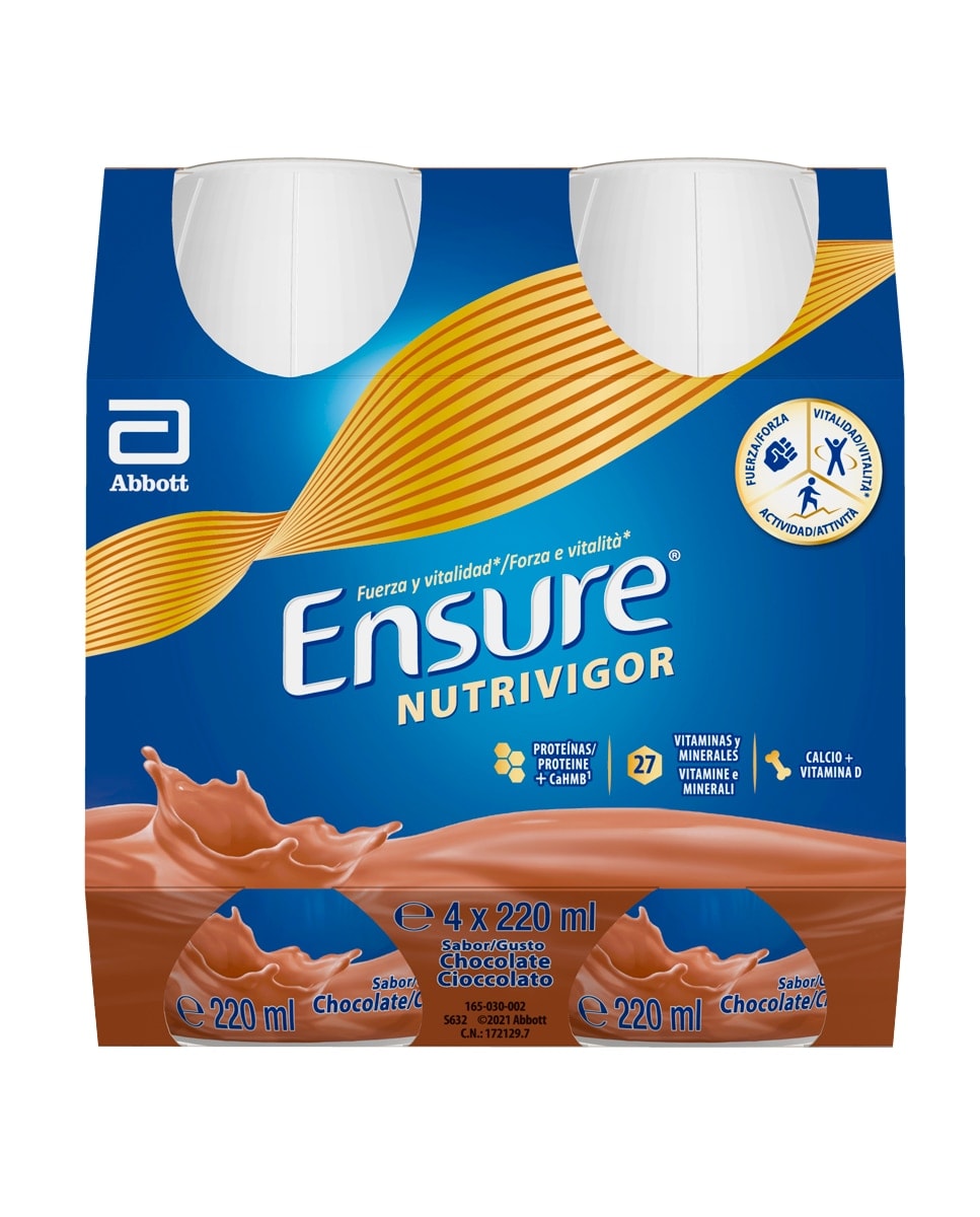 Ensure - Complemento Nutricional Chocolate 4 unid. x 220 ml Ensure Nutrivigor. - Image 1